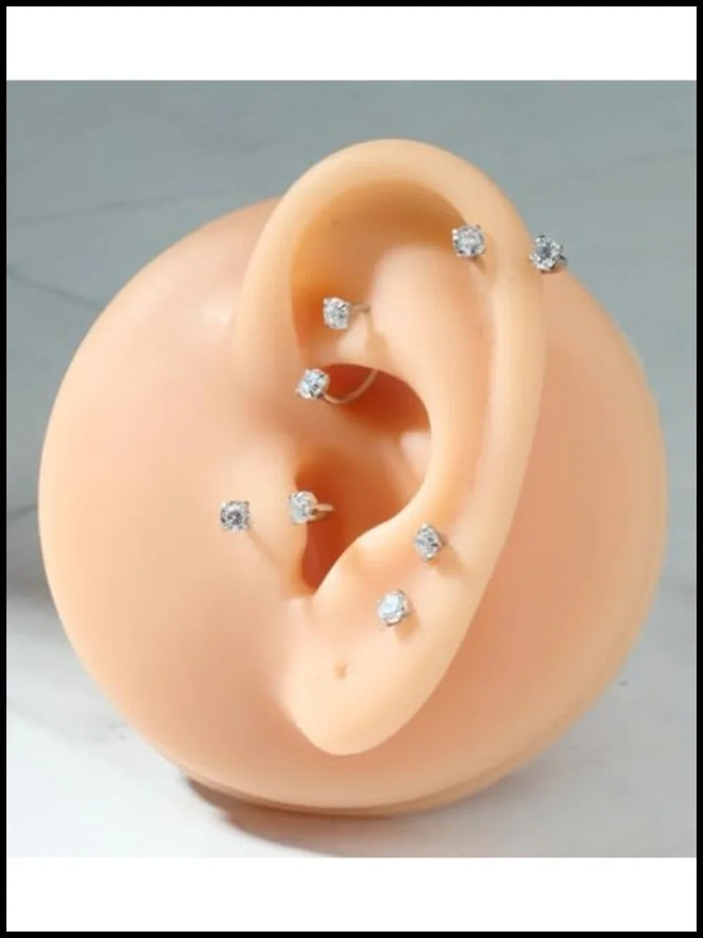 Surgical Steel Horseshoe Nose Ring Hoop 20g Half Hoop Double Gem U Shape